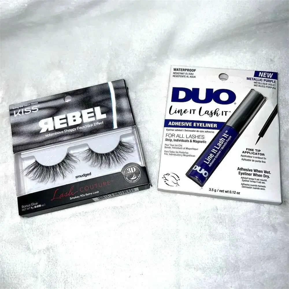 KISS Lash Couture Rebel Set & DUO Adhesive Eyeliner Purple Full Volume